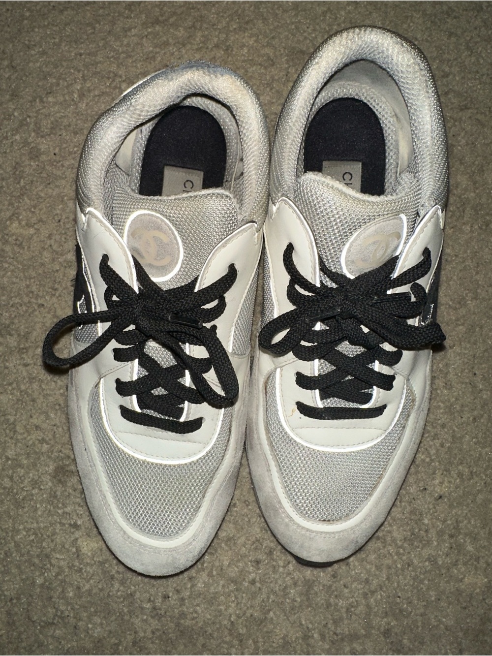 CHANEL Men’s White, Black & Gray Designer Logo Sneaker - Picture 3 of 11